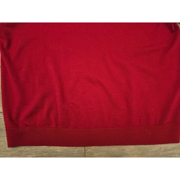 Turnbury Mens Extra Fine Merino Wool V Neck Sweater Red Size XL - Picture 4 of 6
